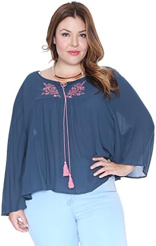 Grayson Shop Plus Size Embroidered Peasant Poncho