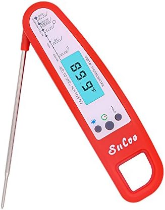 Instant Read Pocket Thermometer with Backlight by SuCoo, High-performing Digital Cooking Thermometer with Magnetic Back and Long Probe for Food, Meat, BBQ, Baking, Bath Water, Milk and Candy