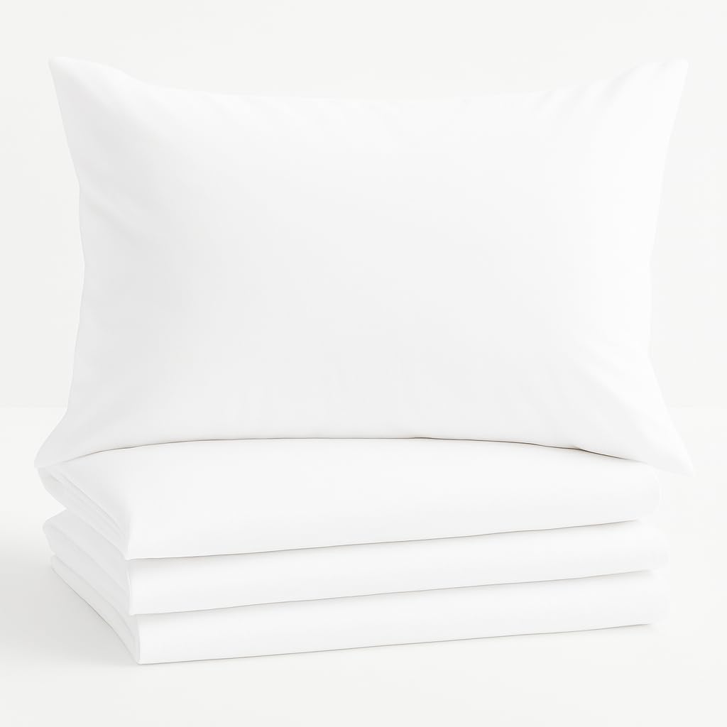 Photo 1 of Comfort Beddings Standard Pillowcases Set of 4 – 100% Organic Cotton, 600 Thread Count Sateen, Soft & Comfy Pillow Covers with Envelope Closure, White, Standard Size 20 x 26 Inches