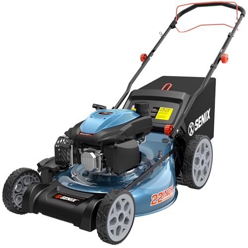 SENIX 22Inch 201cc 3-in-1 Gas Lawn Mower, Rear Wheel Self-Propelled Mower