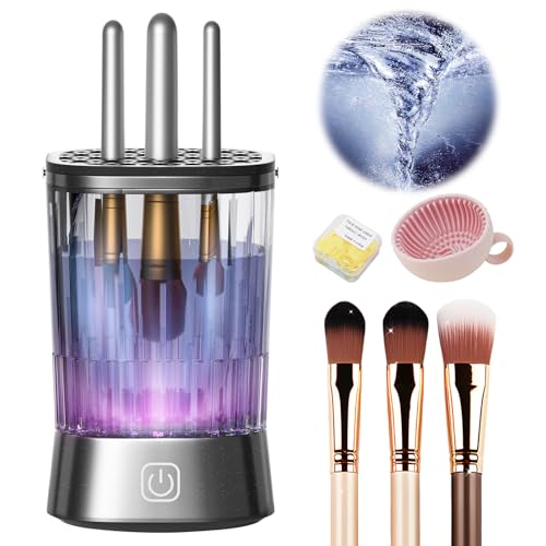 LOZLTX Detergente per pennelli Make Up 【9000 RPM Ultra Power 4.0 e certificato SGS】 Detergente elettrico per pennelli da trucco con coperchio a rete in silicone per tutte le misure, igienico per