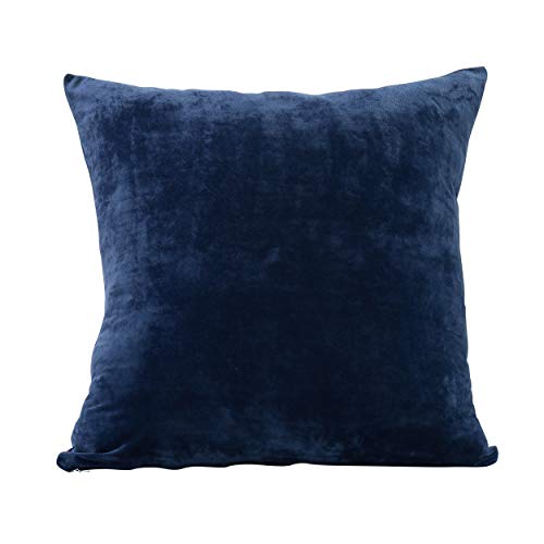 Evolive Soft Micromink Euro Sham Cover Pillowcase Replacement with Zipper Closure (Navy, 26"X26")