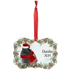 Black Holland Lop Rabbit Christmas Ornament 2024