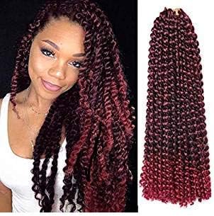 18 Inch 6 Packs Passion Twist Hair Bohemian Crochet Braids for Passion Twist Crochet Braiding Hair Water Wave Crochet Hair(22Strands/Pack,#Tbug)