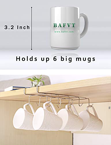 bafvt Coffee Mug Holder - 304 Stainless Steel Cup Rack Under Cabinet, 10Hooks, Fit for The Cabinet 0.8" or Less - Thumbnail 5