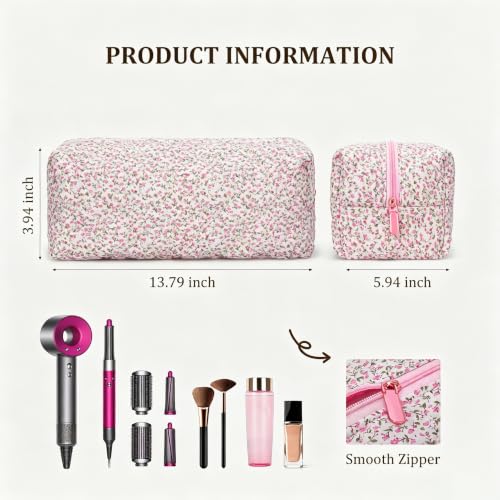 PFUTURE Hair Tools Travel Bag for Dyson Airwrap & Shark FlexStyle, Cute Floral Hair Styling Tools Organizer Case for Travel & Storage