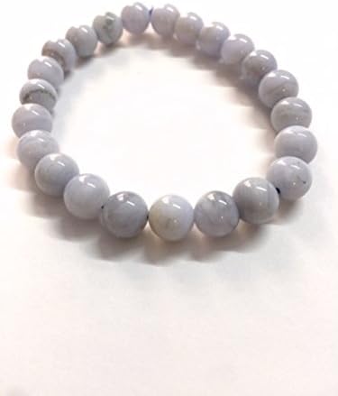Beaded Round Blue Lace Agate Bracelet