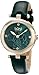 Burgi Diamond Accented Flower Dial Watch - 4 Diamond Hour Markers On Genuine Leather Strap - BUR128