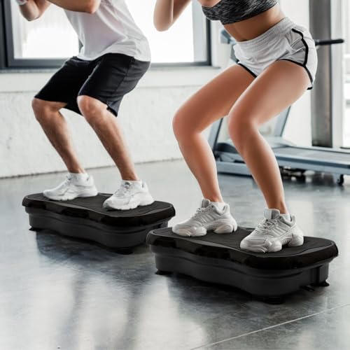 LBOYLOVE® Vibration Plate Exercise Machine，Lymphatic Drainage Machine for Weight Loss For Whole Body Workout, Vibration Fitness Trainer, Compact Designed Power Plate With Resistance Cords