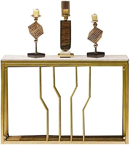 SUNBAOBAO Hallway Table, Marble Sofa Console Table Metal Frame Accent Narrow Hallway Hall Table Suitable for 2 Colors of Candles, Framed Photos, Books, Art,White