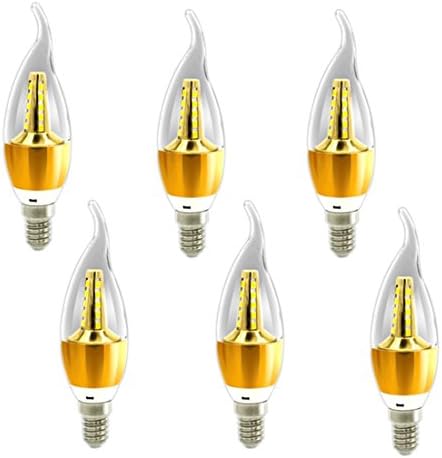 E12 Candelabra Base LED Bulb, 5W LED Filament Candle Light Bulb, C35 Flame Shape Bent Tip, Incandescent Replacement, 3000K Warm White, (6-Pack) Bravelight