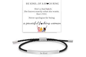 KHKINDPRO Be Kind of a Bitch Bracelet, Stainless Steel Best Bitches Motivational Tube Bracelet Adjustable Hand Braided Wrap Bracelet for Women Jewelry Gifts Inspirational Gifts for