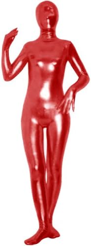 SecondSkin Men's Full Body Spandex/Lycra Suit, Metallic/Red, X-Small