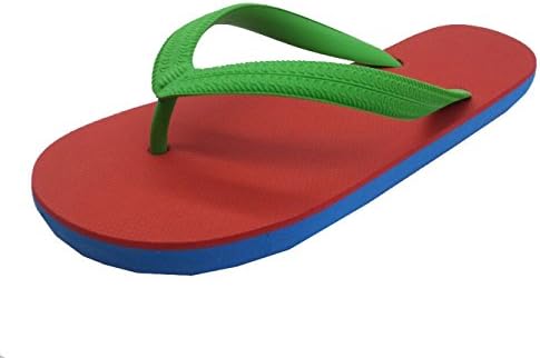 Hipper Top Quality Soft Comfortable Rubber Flip Flop Thong Sandal (9 B(M) US, Green Strap+Red Insole)