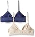 Trimfit Big Girls Lightly Lined Wirefree Front Closure Cotton Bra (Pack of 2), Navy/Nude, Medium / 34A