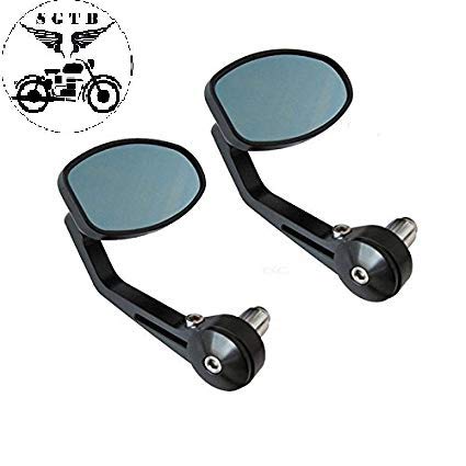 SGTB Handle Grip End Oval Side Mirror/Handle Bar Edge OVAL Side Mirror for KTM Duke/Bajaj Dominar,Pulsar 150,180,200ns / TVS Ntorq / Scooty / Bike / Royal Enfield Bullet Classic, Standard, Thunderbird