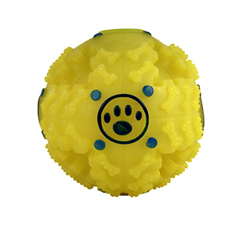 KINREX Food Dispenser for Dog and Cat - Interactive Dog Toys - Funny Dog Puzzle - IQ Treat Ball - Yellow 4"
