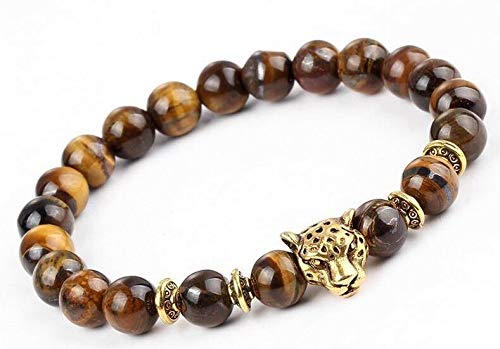 FidgetFidget Unisex Black Panther Onyx Tigers Eye Stone Wakanda Wristband Bead Bracelet 42R46