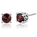 Scroll Design 2.00 Carats Garnet Round Cut Stud Earrings in Sterling Silver Rhodium Nickel Finish