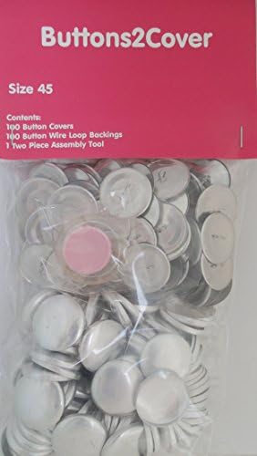 100 Buttons2Cover Cover Buttons with Wire Loop Back Size 45 (1 1/8") and Assembly Tool Kit