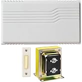Newhouse Hardware Two Note Wired Door Bell Chime Kit w/Transformer &amp; Surface Mount Lighted Push Button, 16VAC/10 VA, White