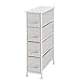 mDesign Narrow Dresser Storage Tower Stand with 4 Removable Fabric Drawers - Steel Frame, Wood Top Organizer for Bedroom, Entryway, Closet - Spira Collection - Taupe/Natural