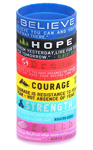 SAILIMUE 12 Pcs Inspirational Silicone Rubber Bracelets for Men Women Wristbands Positive Energy with Motivational Saying Bracelets Set Sports Wristbands