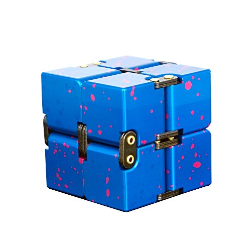 Metal Infinity Cube, Gazeto Durable Aluminum Alloy Decompression Toys, Pressure Reduction Educational Toys Stress Relief Toy Games Square Cube for Adult and Children, Sky Type, Blue
