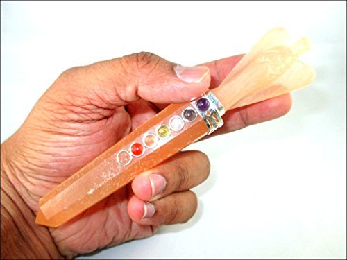 Jet Orange Selenite Angel Chakra Wand Stick Approx. 5.5 inch Energized Charged Cleansed Programmed Pure Genuine Stick Free Booklet Jet International Crystal Therapy Balancing Energy Reiki