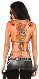 Womans: Black Leather & Tattoos Costume Tee T-Shirt Size M