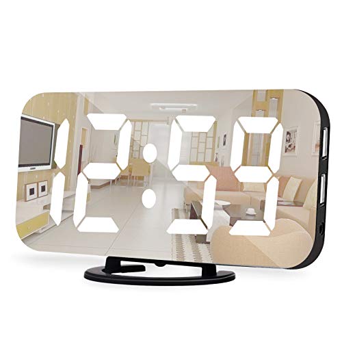 Ygdigital Digital Alarm Clock,6.5 Inch LED Mirror Electronic Clocks