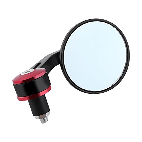 TUINCYN 7/8 Inch 22MM Motorcycle Handle End Rearview Mirrors Universal Round Aluminum Rear View Mirror Adapter Black for Yamaha Honda Triumph Ducati Motif (Pack of 2) - Thumbnail 4