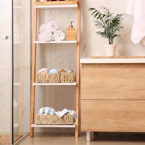 Excefore Wicker Basket, 3-Pack Natural Water Hyacinth Storage Baskets with Built-in Handles, Rectangular, for Home & Kitchen Organization
