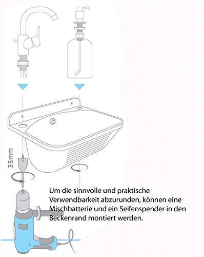 Ausgussbecken 15l Waschbecken Kunststoffbecken Spüle Wandbecken Werkstattbecken – Bild 5