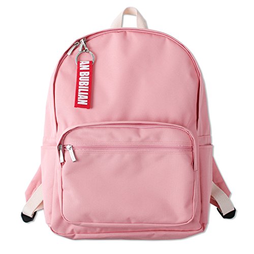 Bubilian BTBB Korean Style Canvans Student Backpack with Keyring (Pink)