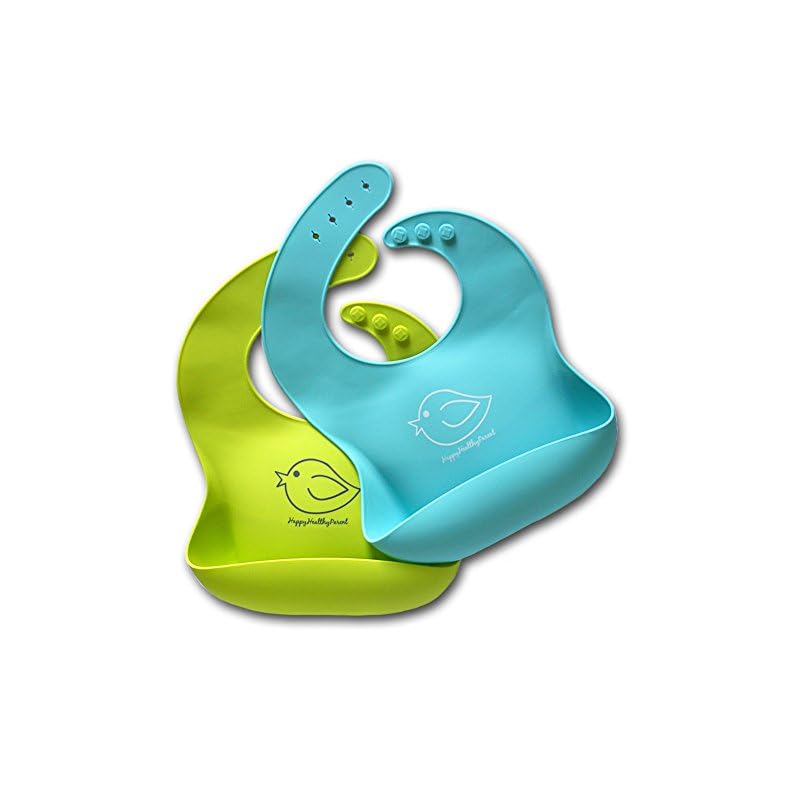 Silicone Baby Bibs Easily Wipe Clean – Comfortable Soft Waterproof Bib Keeps Stains Off, Set of 2 Colors