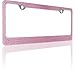 BLVD-LPF OBEY YOUR LUXURY Popular Bling 7 Row Pink Color Crystal Metal Chrome License Plate Frame with Screw Caps - 1 Frame