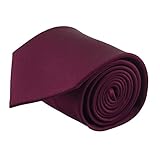 100% Silk Handmade Burgundy Solid Color Tie Men's Necktie by John William