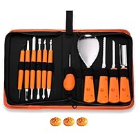 Pumpkin Carving Kit, Professional Pumpkin Carving Tools Set 11 Piece Heavy Duty Stainless Steel Carving Tools Sculpting Knifes for Halloween Jack-O-Lanterns with Case