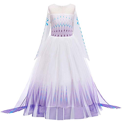 YOJOJOCO Princess Costume Halloween Girls\' Dresses Birthday Party Dress Up Clothes for Little Girls Toddlers (7Y - 8Y, White+Purple)