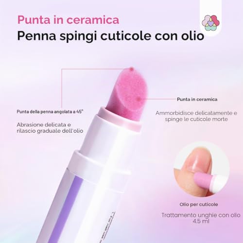 SAVILAND 3 in 1 Cuticle Pen, 2 Pieces Cuticle Scrub Pen for Cuticle Remover and Cuticle Oil with Ceramic Tip for Hair, Chapped and Dry Nails