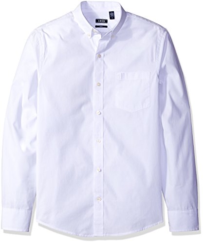 IZOD Men's Essential Solid Long Sleeve Shirt, White, X-Large Slim