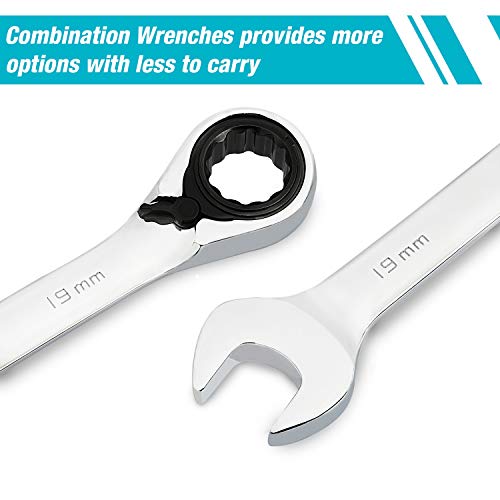 DURATECH Reversible Ratcheting Combination Wrench Set, Metric, 9Piece