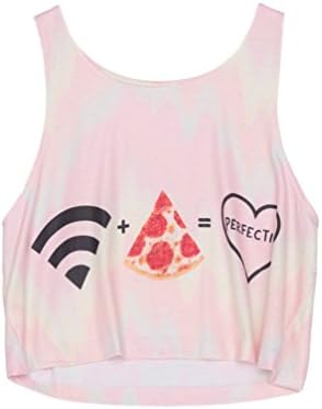 2016 Tank Crop Tops Pastel Love Wifi Pizza Print for Women