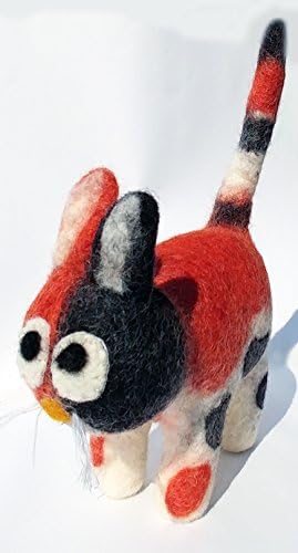 Cute Cat Plush Toy - 100% Handmade with Merino Wool Felt (Tricolor)