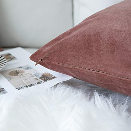 JUSPURBET Velvet Throw Pillow Covers for Sofa Couch Bed,Pack of 2 Throw Pillow Cases,Decorative Soft Pillowcases,18x18 Inches,Jam - Thumbnail 3