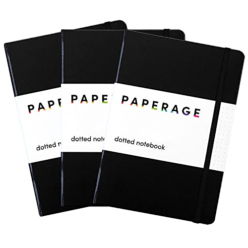 PAPERAGE Dotted Journal Notebooks, 3 Pack, (Black), 160 Pages, Medium 5