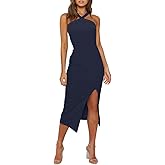 Owin Women 2026 Sexy Halter Cocktail Wedding Guest Dresses High Waist Bodycon Side Split Formal Party Midi Dress