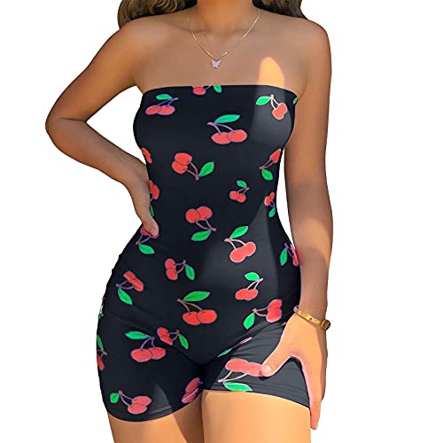 Vohawsa Women's Short Sleeve One Piece Bodysuit Floral Print