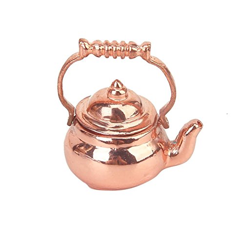 AkoMatial Dollhouse Furniture Accessories, Tea Kettle Pot Play Furniture Toy for 1/12 Dollhouse Miniature Kitchen Accessory - Golden - Thumbnail 5